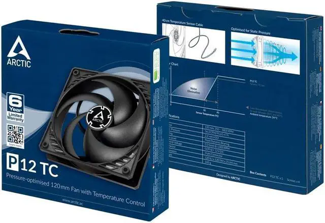 Alt view image 5 of 7 - Arctic ACFAN00176A P12 TC 120mm Fluid Dynamic Bearing Pressure-optimised Temperature Control Sensor 3-pin Case Fan Black