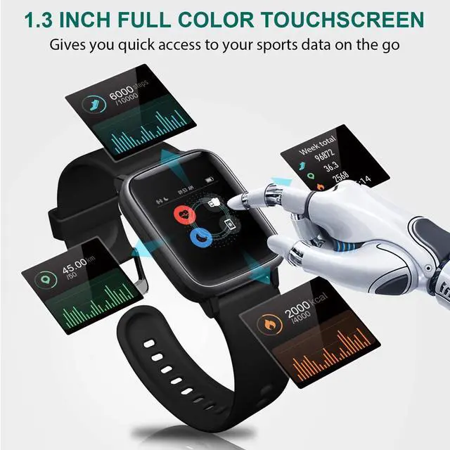 Alt view image 4 of 20 - Letsfit ID205L Smart Watch Fitness Tracker with Heart Rate Monitor Activity Tracker