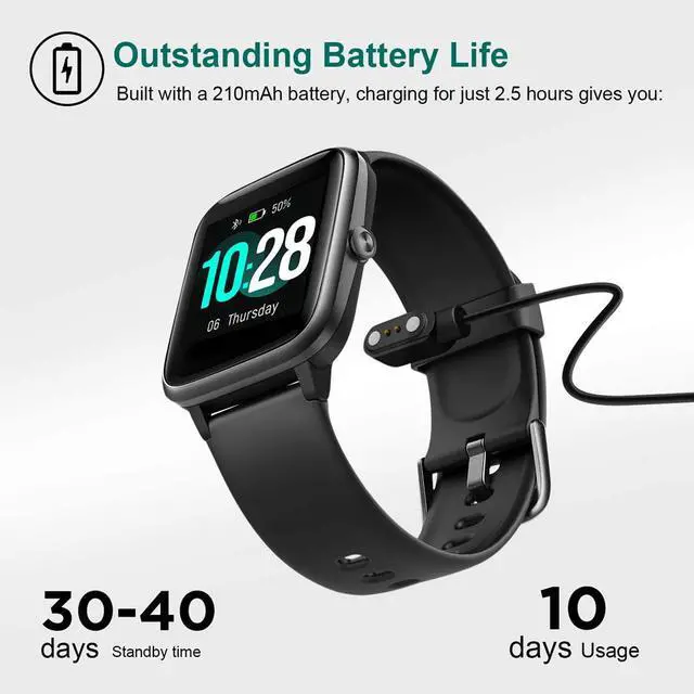 Alt view image 2 of 20 - Letsfit ID205L Smart Watch Fitness Tracker with Heart Rate Monitor Activity Tracker