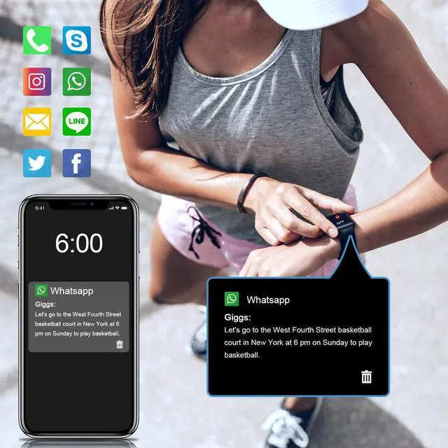 Alt view image 5 of 20 - Letsfit ID205L Smart Watch Fitness Tracker with Heart Rate Monitor Activity Tracker