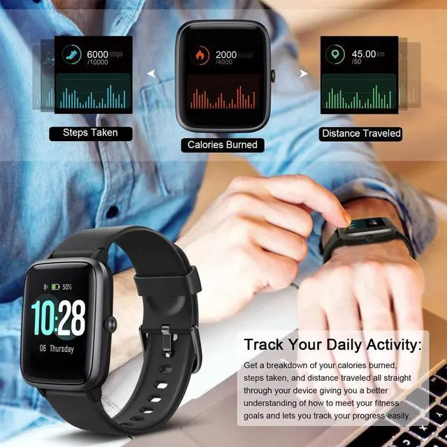 Alt view image 3 of 20 - Letsfit ID205L Smart Watch Fitness Tracker with Heart Rate Monitor Activity Tracker