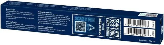 Alt view image 3 of 3 - ARCTIC MX-5 (2 g, incl. Spatula) - Quality Thermal Paste for All CPU Coolers, Extremely high Thermal Conductivity, Low Thermal Resistance, Long Durability, Metal-Free, Non-Conductive, Non-capacitive