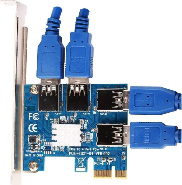 Alt view image 6 of 7 - AAAwave PCI Express 1X to 16X Riser Card 1 to 4 USB3.0 Multiplier Hub Adapter