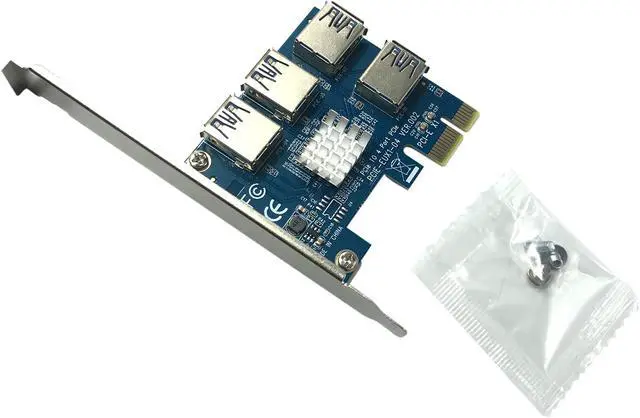 Alt view image 2 of 7 - AAAwave PCI Express 1X to 16X Riser Card 1 to 4 USB3.0 Multiplier Hub Adapter