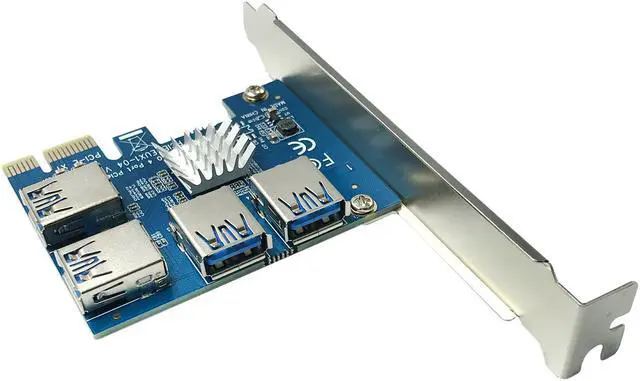 Main image of AAAwave PCI Express 1X to 16X Riser Card 1 to 4 USB3.0 Multiplier Hub Adapter