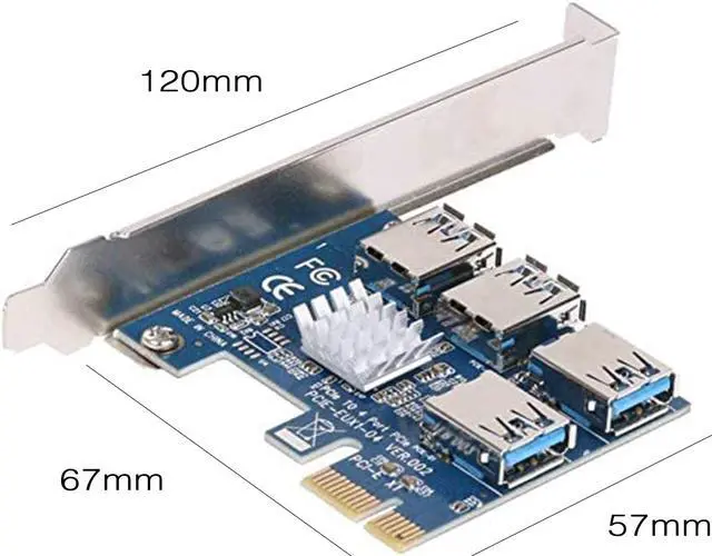 Alt view image 4 of 7 - AAAwave PCI Express 1X to 16X Riser Card 1 to 4 USB3.0 Multiplier Hub Adapter