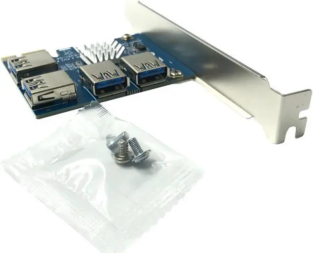 Alt view image 7 of 7 - AAAwave PCI Express 1X to 16X Riser Card 1 to 4 USB3.0 Multiplier Hub Adapter