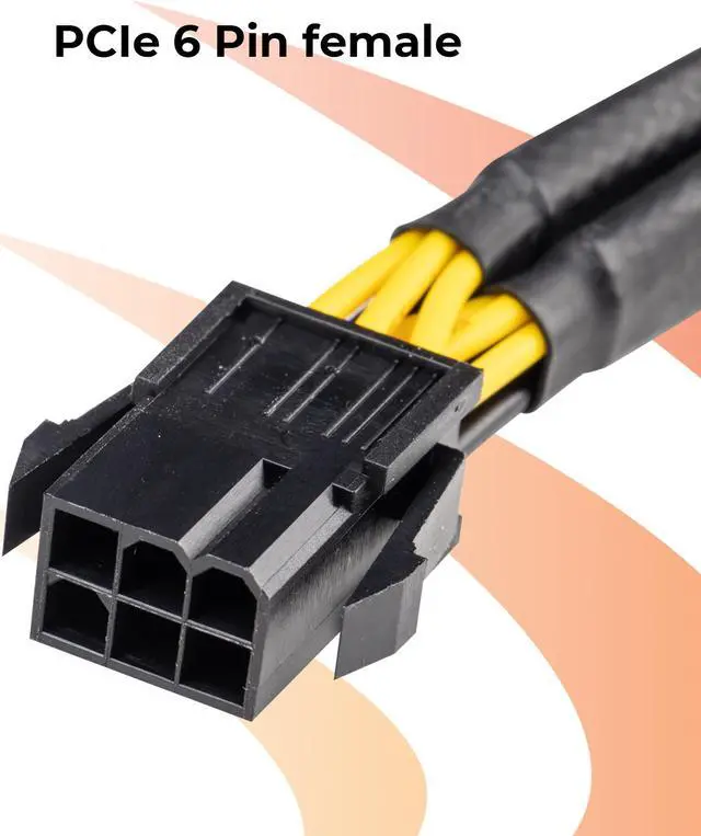 Alt view image 3 of 6 - AAAwave GPU VGA Single Female 6 Pin PCI-E to Dual Male 6+2 Pin PCI-E Cable -   Splitter Power Extension Cable with Braided Sleeved AAASF62DM62BS