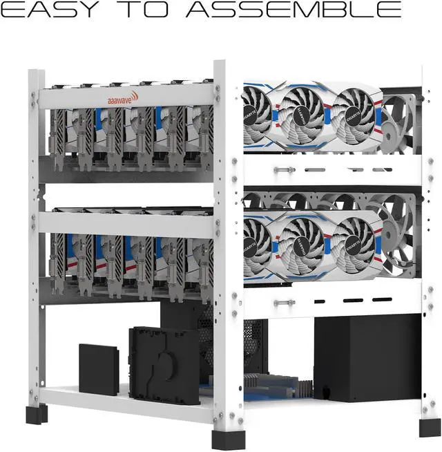 Alt view image 3 of 7 - Special Bundle - AAAwave 12GPU Open Frame Mining Rig Frame (white) and Titanium Micro PD560 500GB 2.5" SATA III Internal SSD