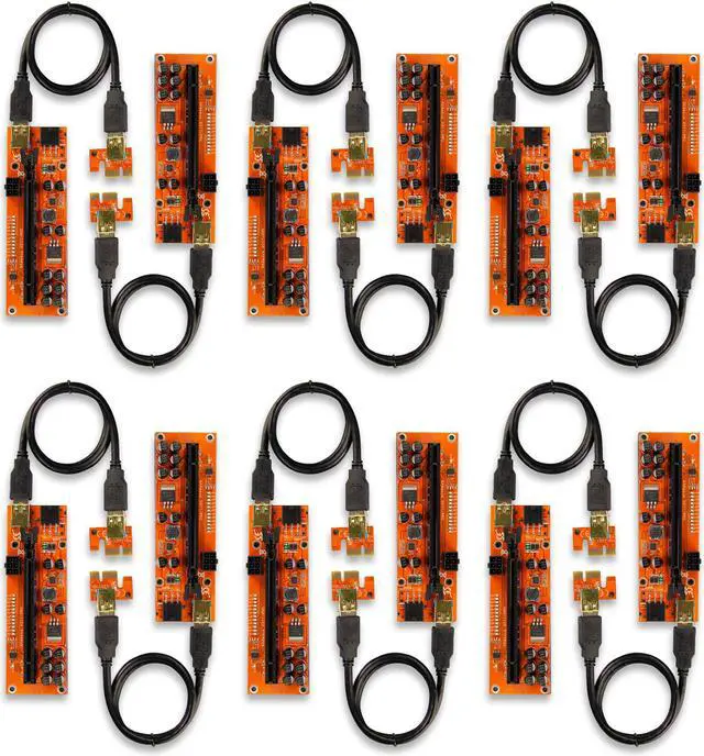 Main image of AAAwave PCIE Riser VER 011 Pro 1x to 16x Graphic Extension for GPU Mining USB Riser Powered Adapter Card, 60cm USB 3.0 Cable, 10 Solid Capacitors, 2x 6PIN - Pack of 12