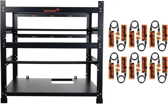 Main image of AAAwave 12GPU Mining Rig Frame (Black) and AAAwave PCIe Riser V011 Pro for GPU Mining (12pcs)