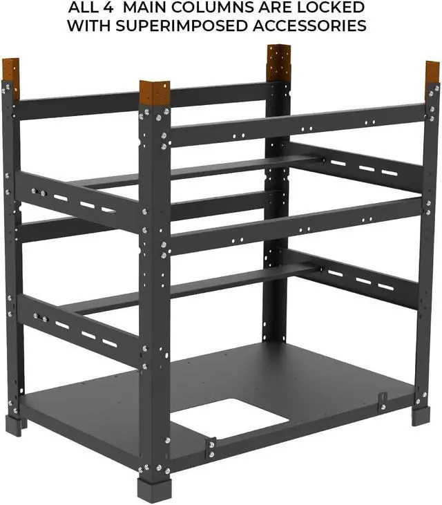 Alt view image 3 of 4 - AAAwave The Sluice V.2 12 GPU Mining Rig Frame and 4 pcs of stacking brackets (Black)