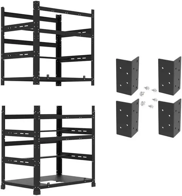 Main image of AAAwave The Sluice V.2 12 GPU Mining Rig Frame X2 and 4 pcs of stacking brackets (Black)