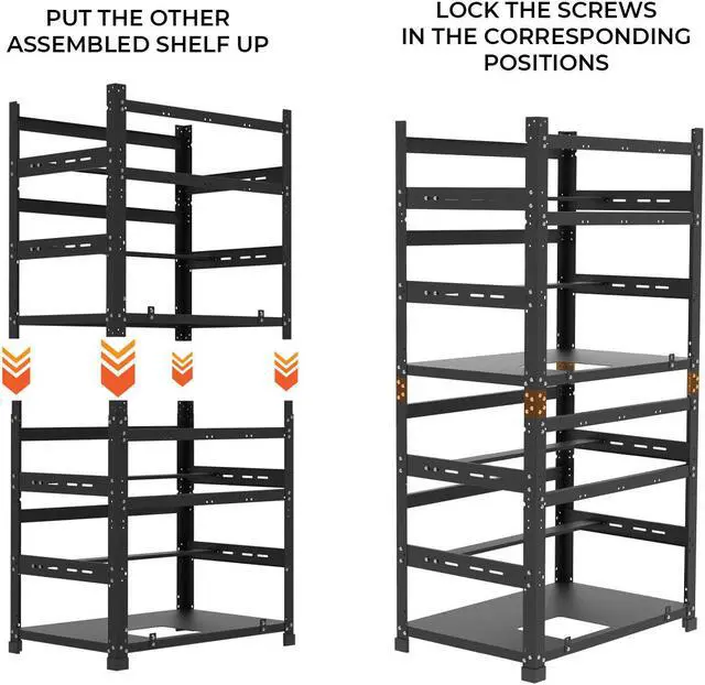 Alt view image 4 of 4 - AAAwave The Sluice V.2 12 GPU Mining Rig Frame X2 and 4 pcs of stacking brackets (Black)