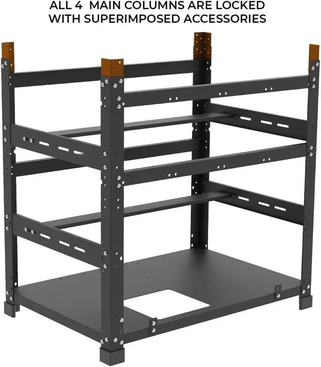 Alt view image 3 of 4 - AAAwave The Sluice V.2 12 GPU Mining Rig Frame X2 and 4 pcs of stacking brackets (Black)