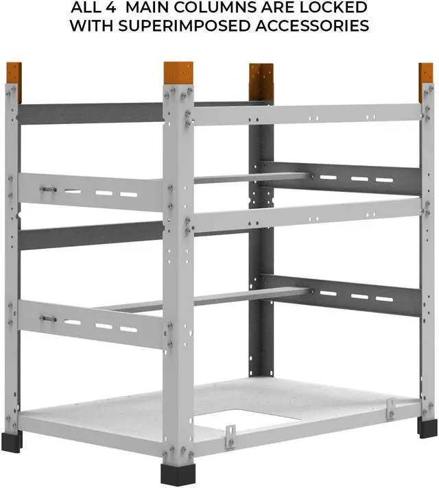 Alt view image 3 of 4 - AAAwave The Sluice V.2 12 GPU Mining Rig Frame X2 and 4 pcs of stacking brackets (White)