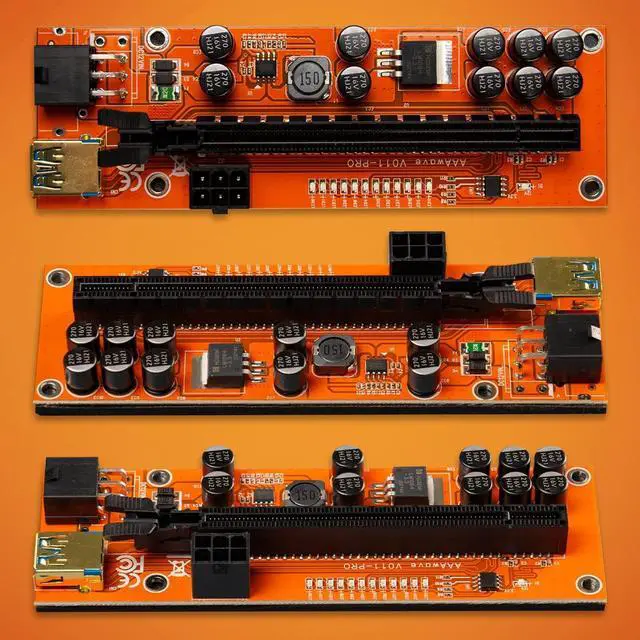 Alt view image 6 of 6 - AAAwave 10GPU The Dredge II Mining Frame Stackable and PCIe Riser V011 Pro (10pcs)