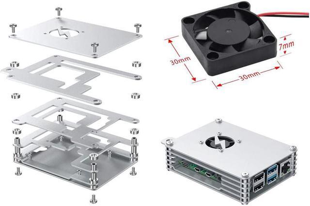 Alt view image 6 of 7 - AAAwave Raspberry Pi Aluminum Alloy Case w/ Laminated Frame and Heat Sink Combo Kit