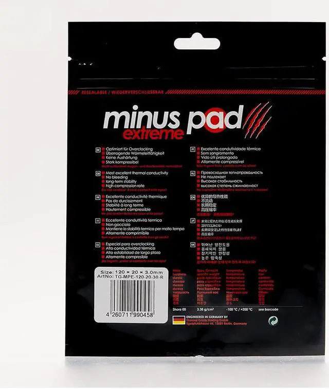 Alt view image 5 of 10 - Thermal Grizzly TG-MPE-120-20-30-R Minus Pad Extreme 120x20x3.0