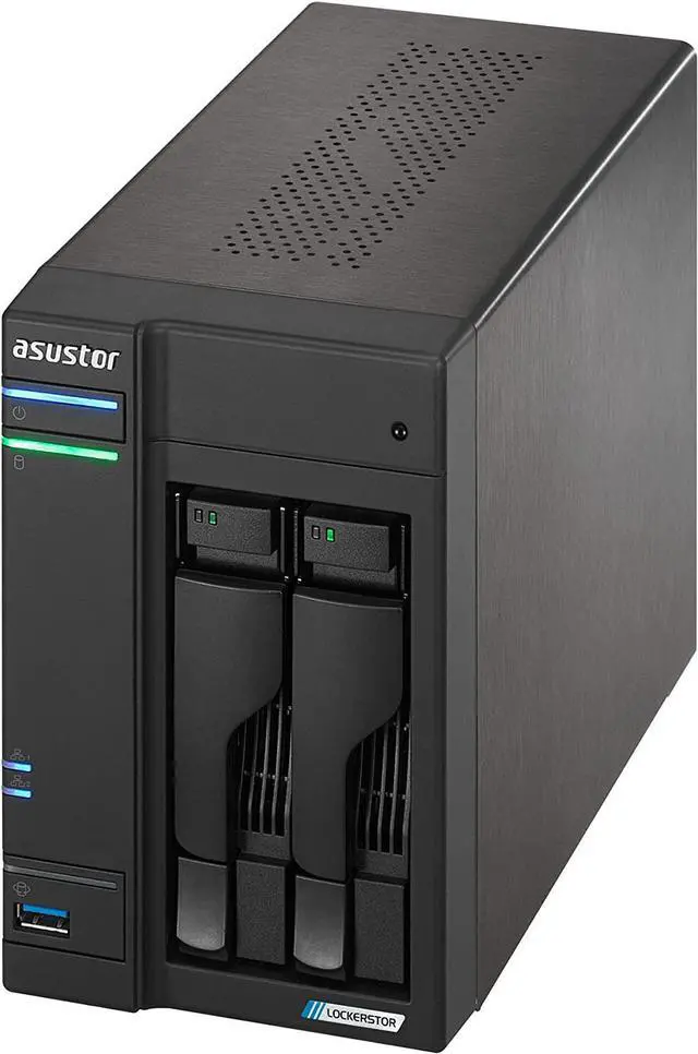 Alt view image 4 of 14 - Asustor Lockerstor 2 Gen 2 AS6702T 2 Bay NAS, Quad-Core 2.0GHz CPU, Dual 2.5GbE Ports, 4GB RAM DDR4, Four M.2 SSD Slots (Diskless)