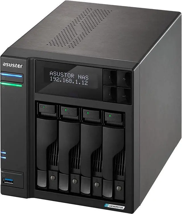 Alt view image 4 of 11 - Asustor Lockerstor 4 Gen 2 AS6704T 4 Bay NAS, Quad-Core 2.0GHz, Dual 2.5GbE Ports, 4GB RAM DDR4, Four M.2 SSD Slots (Diskless)