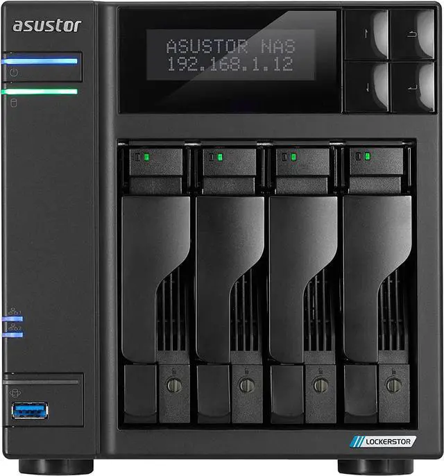 Alt view image 2 of 11 - Asustor Lockerstor 4 Gen 2 AS6704T 4 Bay NAS, Quad-Core 2.0GHz, Dual 2.5GbE Ports, 4GB RAM DDR4, Four M.2 SSD Slots (Diskless)