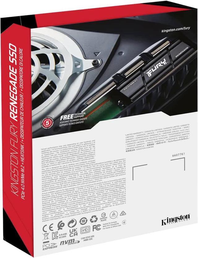 Alt view image 7 of 6 - Kingston SFYRDK/2000G Fury Renegade 2TB PCIe Gen 4 NVMe M.2 Internal Gaming SSD with Heat Sink|PS5 Ready|Up to 7300MB/s
