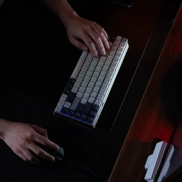 Alt view image 5 of 6 - Azio CRG2G104 Cascade Wireless Backlit Mechanical Keyboard, Gateron Brown Switch, Bronze Base, Beige KC - Galaxy Light