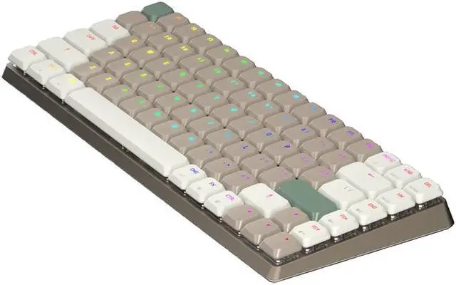 Alt view image 2 of 7 - Azio CSG20404 Cascade Low Profile/Slim Wireless Backlit Mechanical Keyboard, Bronze Base, Milk Tea KC - Forest Dark