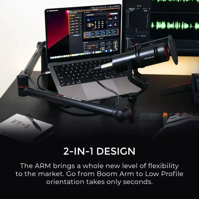 Alt view image 5 of 8 - AVerMedia Live Streamer ARM - Premium Broadcasting Boom Arm with Cable Management, Desk Clamp, 5/8" Thread & 1/4" Thread Adapter, Fully adjustable, Perfect for Podcasts, Streaming, Gaming (BA311)