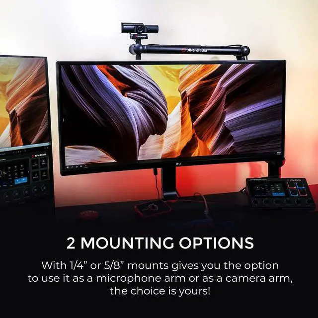 Alt view image 4 of 8 - AVerMedia Live Streamer ARM - Premium Broadcasting Boom Arm with Cable Management, Desk Clamp, 5/8" Thread & 1/4" Thread Adapter, Fully adjustable, Perfect for Podcasts, Streaming, Gaming (BA311)