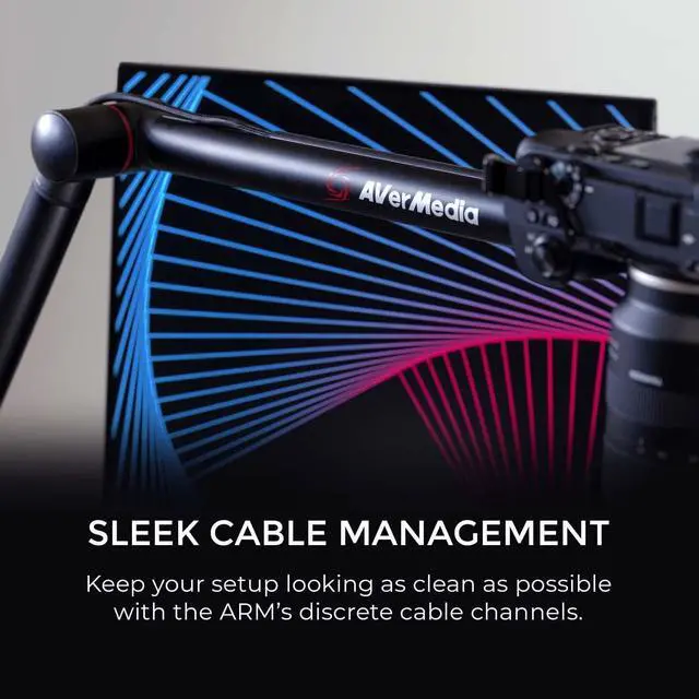 Alt view image 7 of 8 - AVerMedia Live Streamer ARM - Premium Broadcasting Boom Arm with Cable Management, Desk Clamp, 5/8" Thread & 1/4" Thread Adapter, Fully adjustable, Perfect for Podcasts, Streaming, Gaming (BA311)