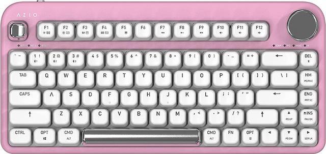 Azio IK408 IZO Wireless BT5/USB PC & Mac Mechanical Keyboard, Pre-Lubed Red  Switches, Pink Blossom