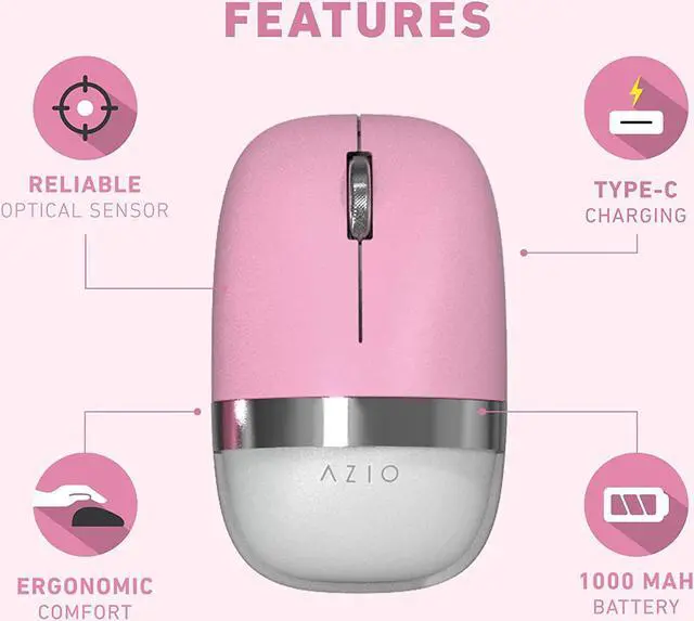 Alt view image 5 of 13 - Azio IM408 IZO BT 5.0 and RF 2.4G Optical Mouse (Pink Blossom)