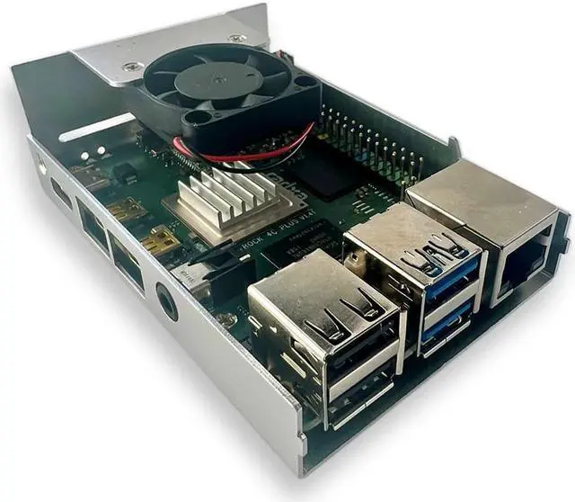 Alt view image 2 of 7 - OKdo 230-6199 ROCK 4 Model C+ 4GB Single Board Computer Starter Kit with PSU, Case, Preloaded Linux OS, Heat Sink, Fan