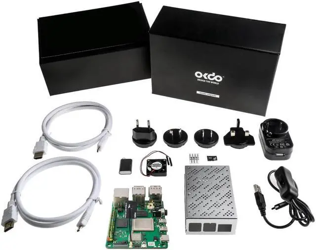 Main image of OKdo 230-6199 ROCK 4 Model C+ 4GB Single Board Computer Starter Kit with PSU, Case, Preloaded Linux OS, Heat Sink, Fan