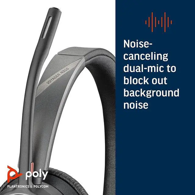 Alt view image 8 of 12 - Poly Voyager 4310 Microsoft Teams Certified Headset +BT700 dongle +Charging Stand (77Y93AA)
