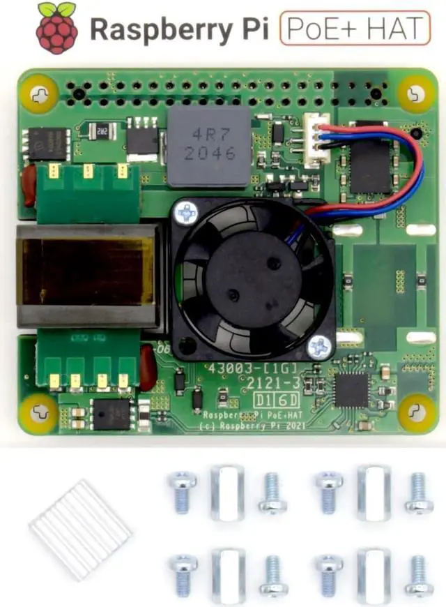 Main image of Raspberry Pi SC0468 PoE+ HAT with Low Profile Heatsink