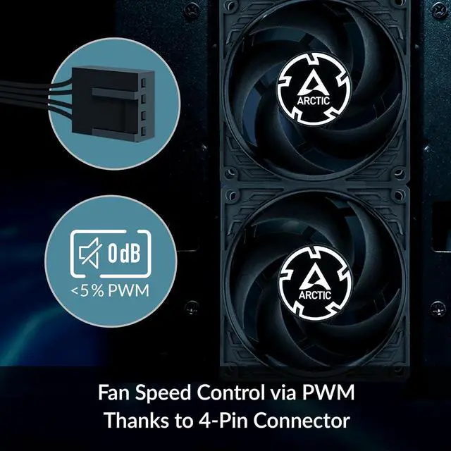 Alt view image 7 of 7 - ARCTIC P8 Max High-Performance 80 mm PWM Fan, 5005000RPM, 4-Pin Dual Ball Bearing, Black ACFAN00286A