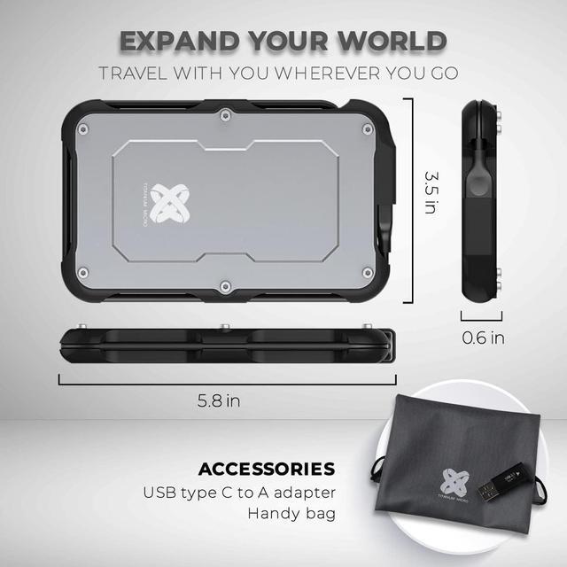 Alt view image 7 of 7 - Titanium Micro 2TB External SSD, Titanium One Up to 500MB/s, Wrap-around USB-C 3.2 Gen 2, Rugged IP66 Water&Drop Resistance, Portable Solid State Drive for Window PC, Mac, PS4, PS5, Xbox