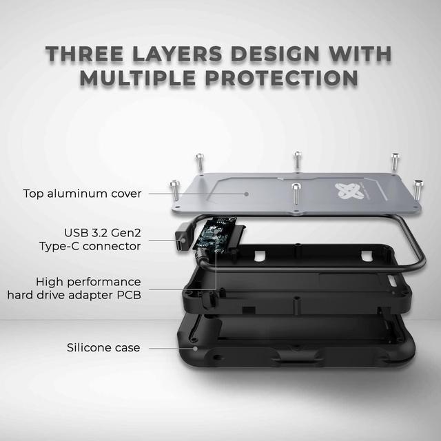 Alt view image 8 of 7 - Titanium Micro 2TB External SSD, Titanium One Up to 500MB/s, Wrap-around USB-C 3.2 Gen 2, Rugged IP66 Water&Drop Resistance, Portable Solid State Drive for Window PC, Mac, PS4, PS5, Xbox