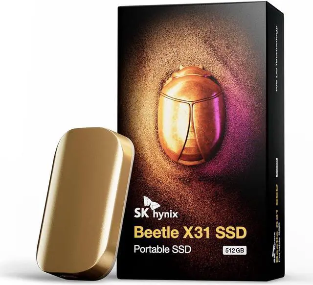 Main image of SK hynix Beetle X31 512GB Portable SSD with DRAM, up to 1050MB/s, USB 3.2 Gen2, External Hard Drive Compatible with PC, Mac, Laptop, PS5