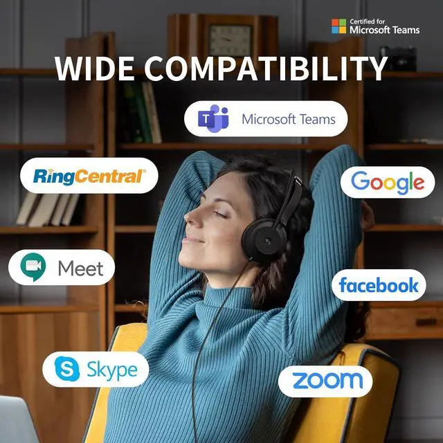 Alt view image 3 of 15 - Yealink 1308103 UH37 Mono Teams USB Headset with Microphone for PC Laptop Noise Cancelling , VoIP Skype MS Teams Online