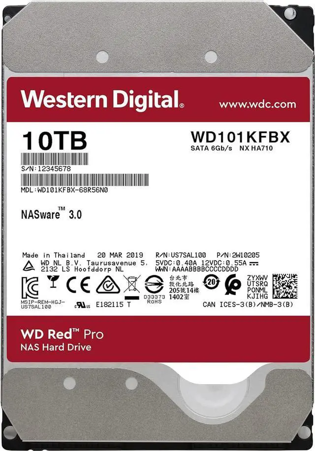 Alt view image 2 of 2 - WD Red Pro WD101KFBX 10TB 7200 RPM 256MB Cache SATA 6.0Gb/s 3.5" Hard Drive Bare Drive