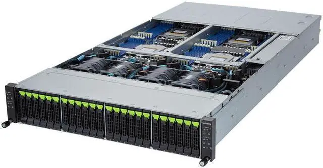 Alt view image 4 of 7 - Gigabyte H273-Z80 rev. AAN1 2U High Density server Barebone - AMD EPYC 9004, 4-Node Dual CPU, 24x Gen4 NVMe/SATA/SAS Bays