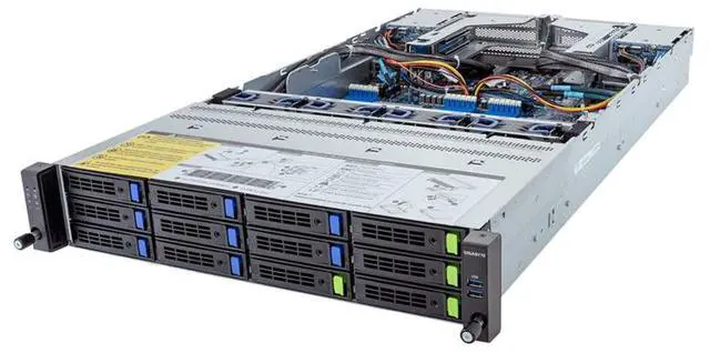 Main image of Gigabyte R283-Z90 rev. AAD2 2U Rack Server Barebone - AMD EPYC 9004, Dual CPU, 3x M.2, 24x DIMM Slots, 12+4 Gen4 NVMe/SATA/SAS Bays
