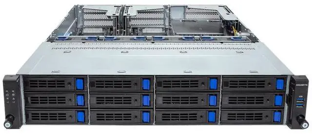 Alt view image 3 of 4 - Gigabyte R263-S33 rev. AAF1 2U Rack Server Barebone - 4th/5th Gen Intel xeon Scalable - 3x Gen5 GPUs, 1x Gen3 M.2 Slots, 12 SATA/SAS Bays