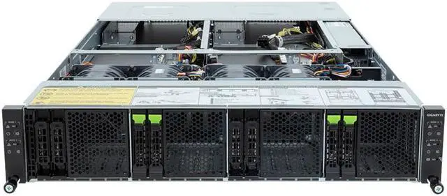 Alt view image 2 of 7 - Gigabyte H233-Z80 rev. AAW1 2U High Density Server - AMD EPYC 9004, 2-Node Dual CPU, 4x Gen 5 x16 GPU,  4X Gen4 NVMe Bays