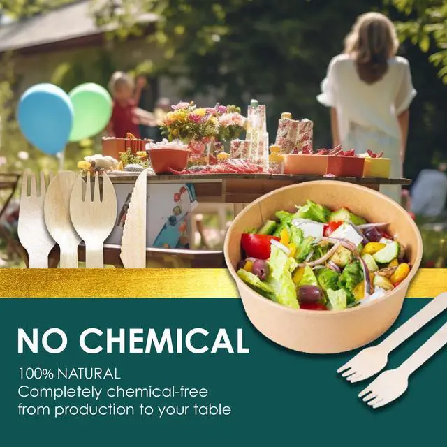 Alt view image 5 of 7 - Planet Pantry Disposable Birchwood Cutlery Fork (50 pcs) Plastic Alternative Eco-Friendly for Food, Party, Buffet, Wedding