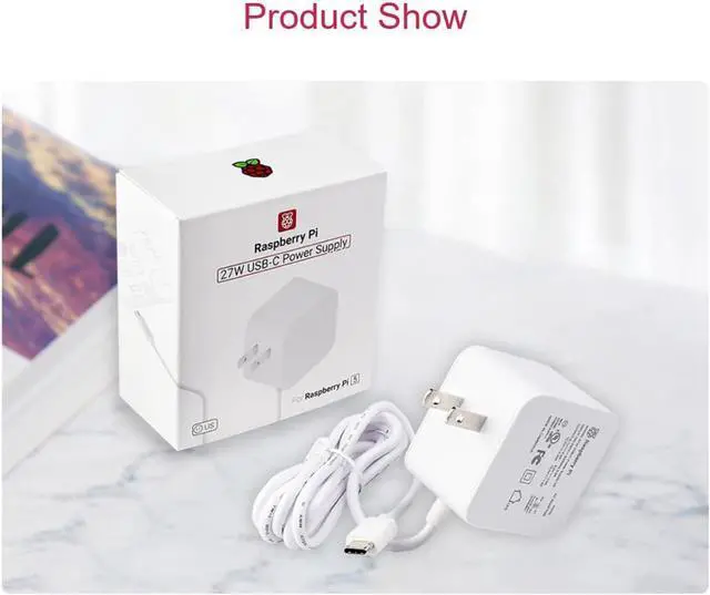Alt view image 4 of 7 - Raspberry Pi SC1153 Power Adapter Pi5 Official Original 27W Power PD Adapter USB-C 5.1V5A Type-C Interface (White)